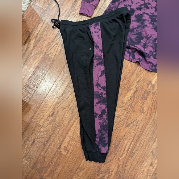 Torrid Active Sweatpants Size 2x & Active Sweatshirt 1x Black And Purple Tie Dye - Picture 3 of 14